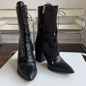 Women's Black Lace Up Boots